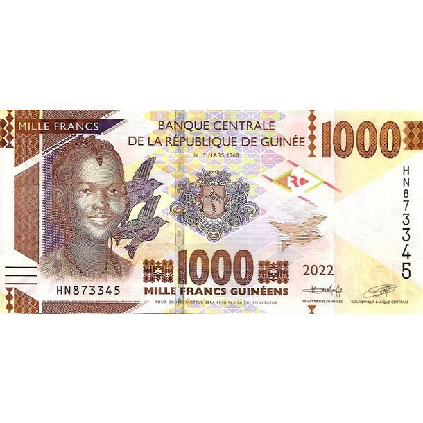 1000 francs 2022 guinea - Bankovka Guinea 1000 Francs 2022 - 48-1