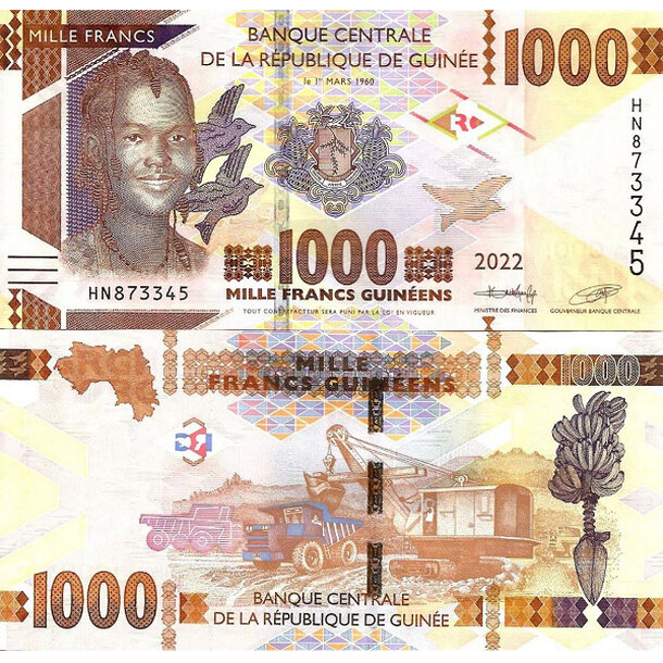1000 francs 2022 guinea - Bankovka Guinea 1000 Francs 2022 - 48