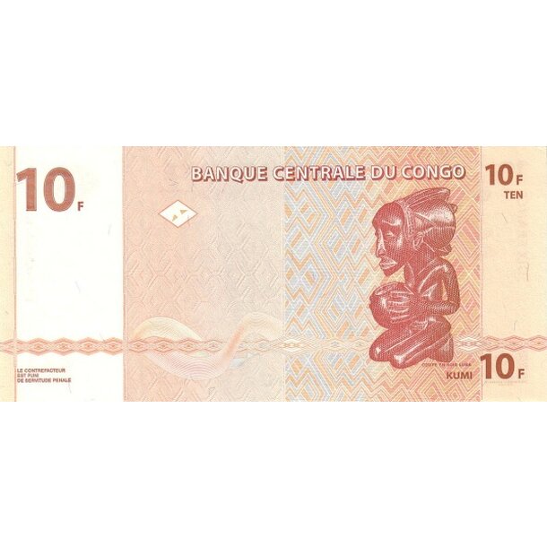 10 francs 2003 kongo - Bankovka Kongo 10 Francs 2003 - 93-2