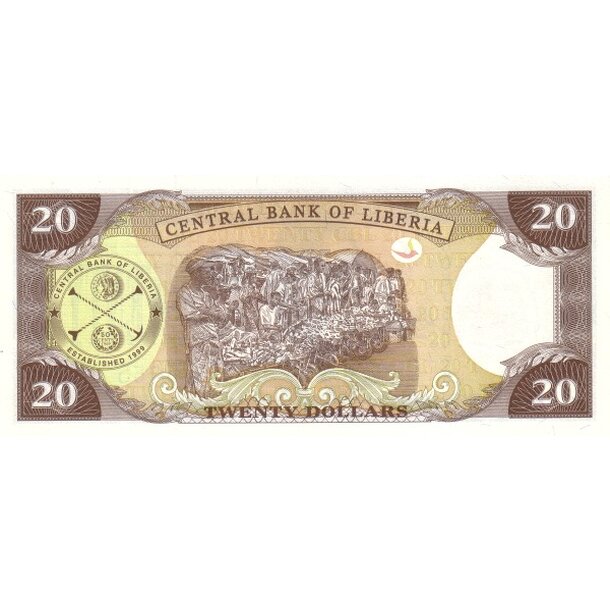 20 dollars 2003 libéria - Bankovka Libéria 20 Dollars 2003 - 28a-2