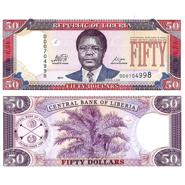50 dollars 2011 libéria - Bankovka Libéria 50 Dollars 2011 - 29f