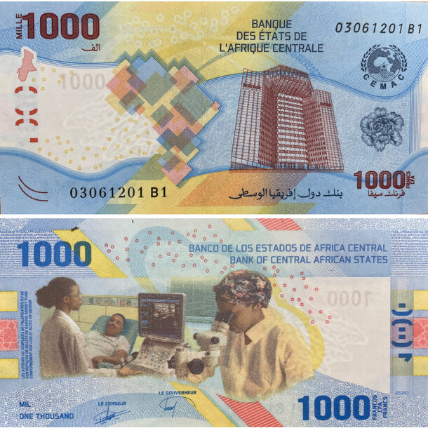 1000 francs 2020 stredoafrické štáty - Bankovka Stredoafrické štáty 1 000 Francs 2020 - 701