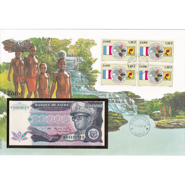 Banknote obálka zair 1991 - Banknote obálka Južná Zair 1991-1