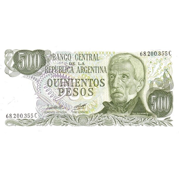 500 pesos 1977 argentína - Bankovka Argentína 500 Pesos 1977 - 303b-1