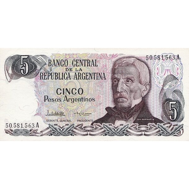 5 pesos 1983 argentína - Bankovka Argentína 5 Pesos 1983 - 312-1
