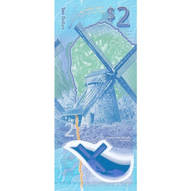 2 dollars 2022 barbados - Bankovka Barbados 2 Dollars 2022 - 80a polymér-2