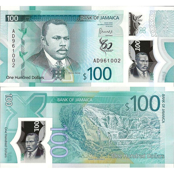 100 dollars 2022 jamajka - Bankovka Jamajka 100 Dollars 2022 - 97 polymér