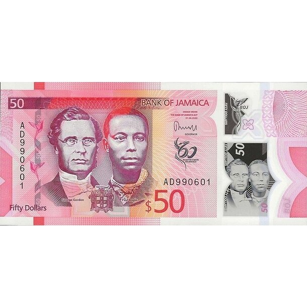 50 dollars 2022 jamajka - Bankovka Jamajka 50 Dollars 2022 - 96 polymér-1