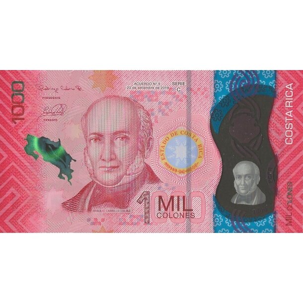 1000 colones 2019 kostarika - Bankovka Kostarika 1000 Colones 2019 - 280-1