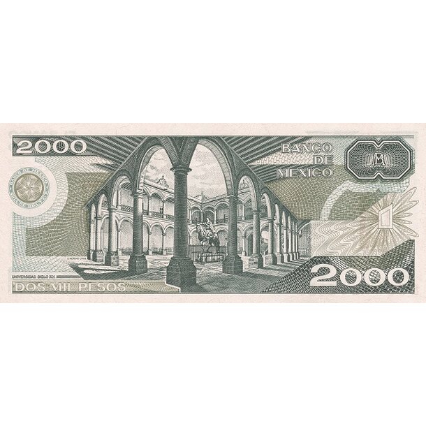2 000 pesos 1987 mexiko - Bankovka Mexico 2 000 Pesos 1987 - 86b-2