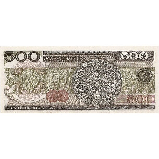 500 pesos 1984 mexiko - Bankovka Mexico 500 Pesos 1984 - 79b-2