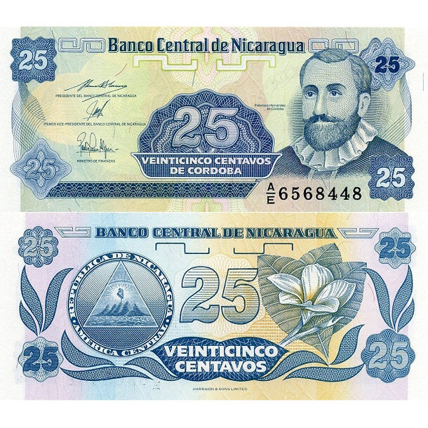 25 centavos 1991 nikaragua - Bankovka Nikaragua 25 Centavos 1991 - 170