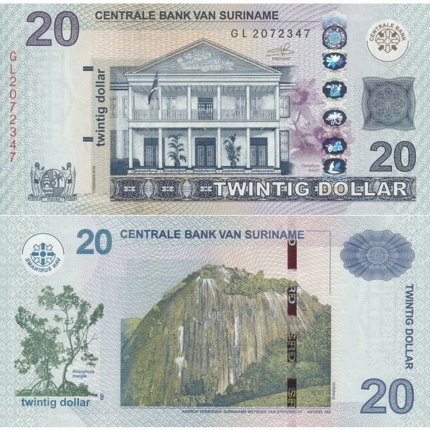 20 dollars 2019 surinam - Bankovka Surinam 20 Dollars 2019 - 164c