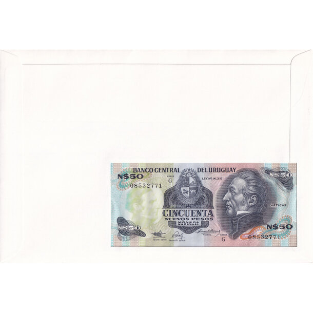 Banknote obálka uruguaj 1989 - Banknote obálka Uruguaj 1989-2