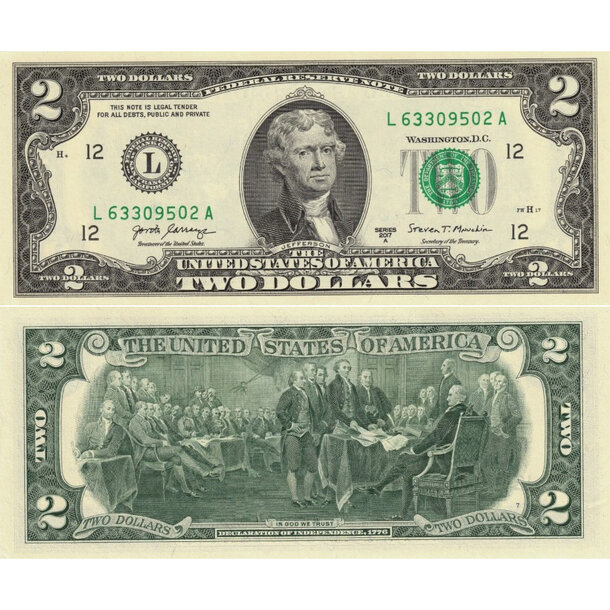 2 dollars 2017 usa - Bankovka USA 2 Dollars 2017 (A) L - 545