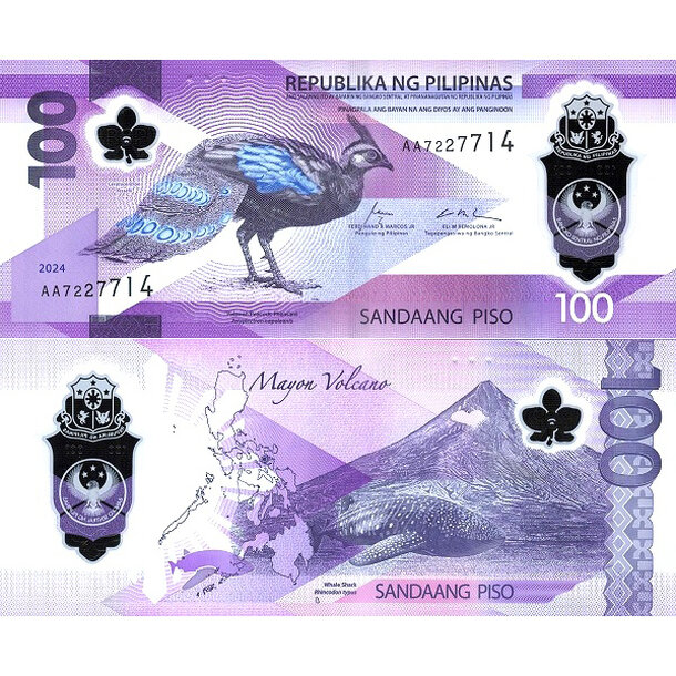 100 piso 2024 filipíny - Bankovka Filipíny 100 Piso 2024 - 238 polymér