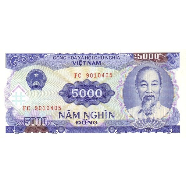 5000 dong 1991 vietnam - Bankovka Vietnam 5000 Dong 1991 - 108-1