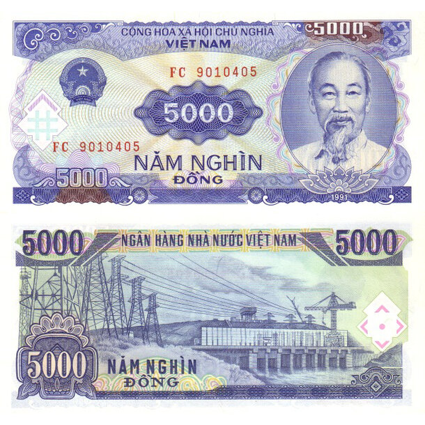 5000 dong 1991 vietnam - Bankovka Vietnam 5000 Dong 1991 - 108