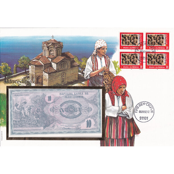 Banknote obálka macedónsko 1992 - Banknote obálka Macedónsko 1992-1