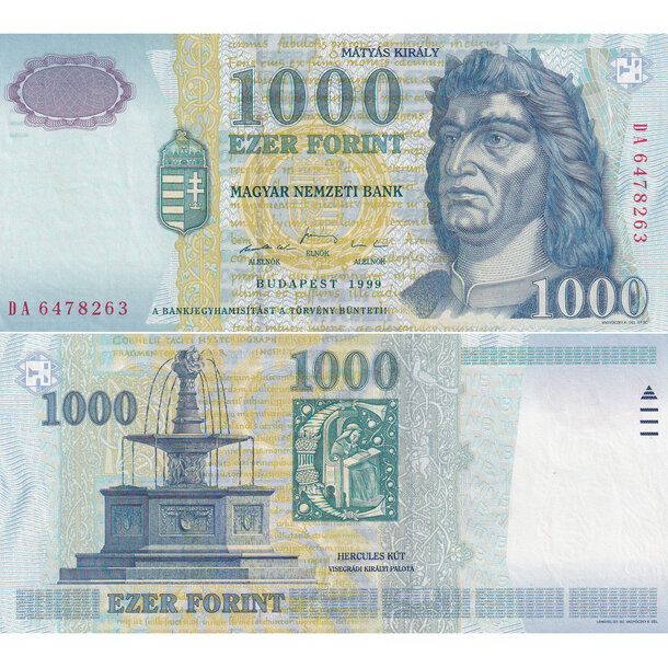 1000 forint 1999 maďarsko - Bankovka Maďarsko 1000 Forint 1999 - 180b