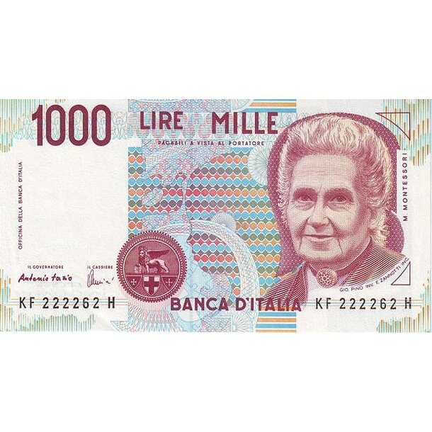 1000 lire 1990 taliansko - Bankovka Taliansko 1000 Lire 1990 - 114c-1