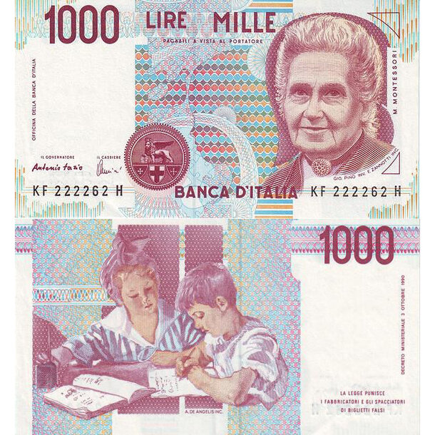 1000 lire 1990 taliansko - Bankovka Taliansko 1000 Lire 1990 - 114c