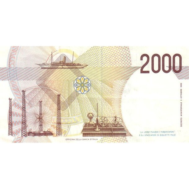 2000 lire 1990 taliansko - Bankovka Taliansko 2000 Lire 1990 - 115-2