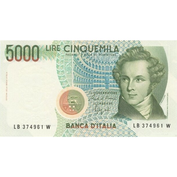 5000 lire 1985 taliansko - Bankovka Taliansko 5000 Lire 1985 - 111b-1