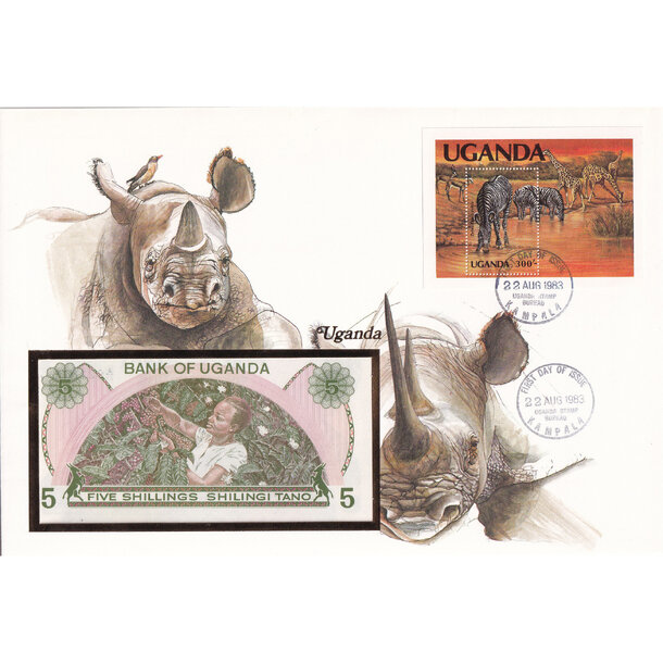 Banknote obálka uganda 1982 - Banknote obálka Uganda 1982-1