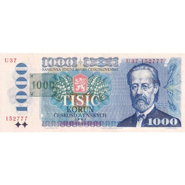 1000 korún 1985 česká republika - séria u (kolok tlačený 1993) - 1000-kc-1985-1993-C-tlaceny-1