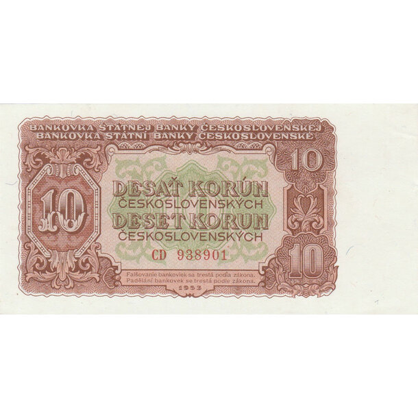 10 korún 1953 československo - 10-kcs-1953-cd-1