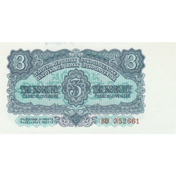 3 koruny 1953 československo - 3-kcs-1953-bd-1