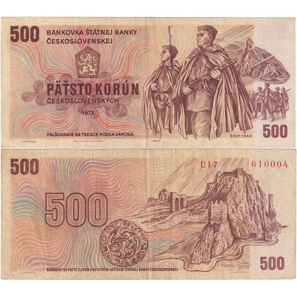 500 korún 1973 československo - séria u - 500-kcs-1973-u-2-3
