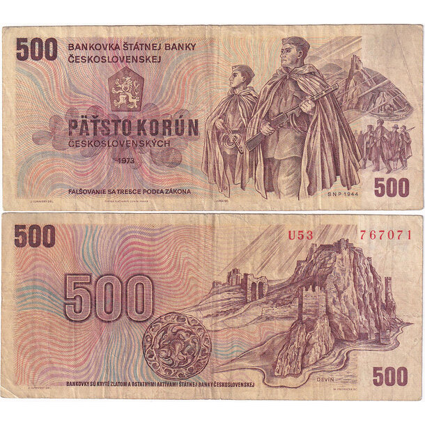 500 korún 1973 československo - séria u - 500-kcs-1973-u-2-5