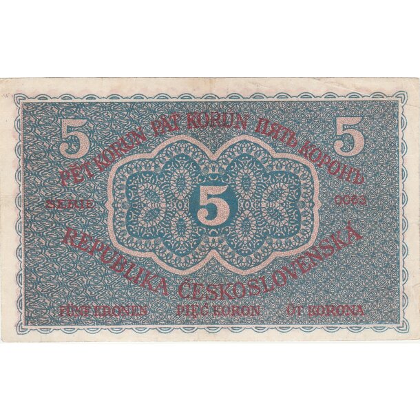 5 koruna 1919 československo - chybotlač č 187 bez bodky - 5-kc-1919-chybotlac1-2