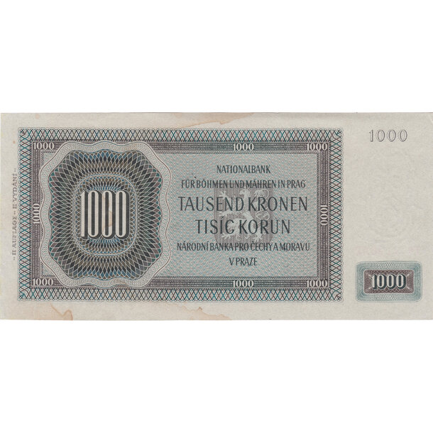 1000 korún 1942 protektorát čechy a morava - séria fa - Bankovka PČM 1000 Korún 1942 XF séria Fa - 15 -2