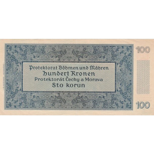100 korún 1940 protektorát čechy a morava - séria b - 100-k-1940-b-I-vyd-2