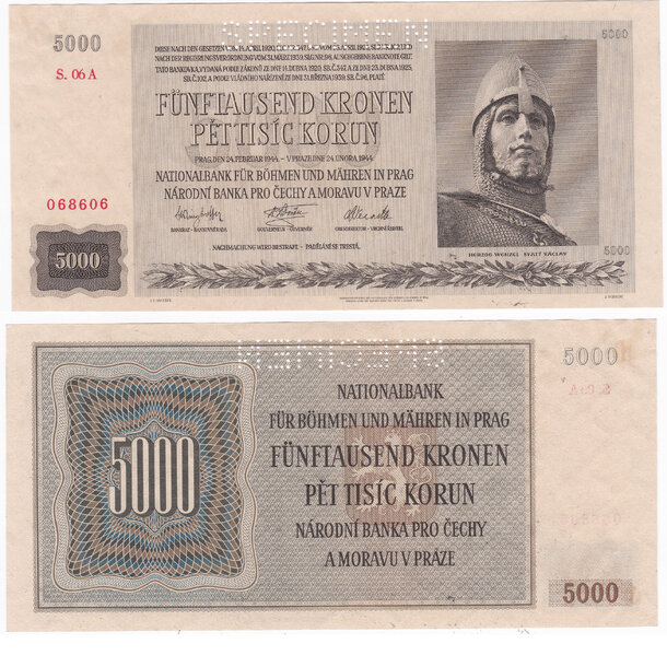5000 korún 1944 protektorát čechy a morava - séria a - Bankovka PČM 1000 Korún 1942 XF séria Fa - 15 -3