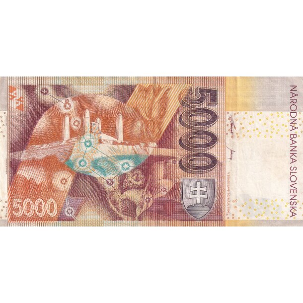 5000 koruna 1999 slovenská republika - séria h - Bankovka SR 5000 Korún 1999 VF-F séria H - 33-2