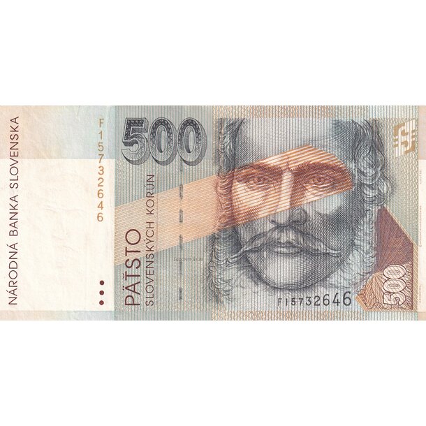 500 koruna 1993 slovenská republika - séria f - Bankovka SR 500 Korún 1993 VF séria F - 23-4