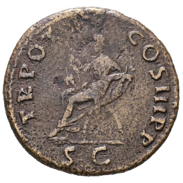 Trajan ae dupondius - Trajan AE Dupondius TR POT COS III P P-2