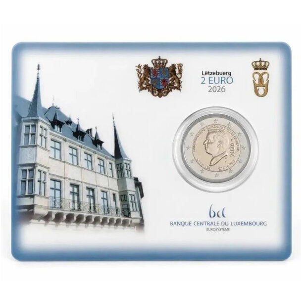 2 euro luxembursko 2026 - narodeniny guillaumea - coincard - 2 euro Luxembursko 2026 -  Narodeniny Guillaumea - coincard