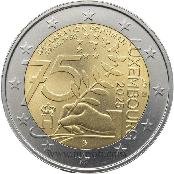 2 euro luxembursko 2025 - schumanova deklarácia - 2 € Luxembursko 2025 - Schumanova deklarácia vodotlac 