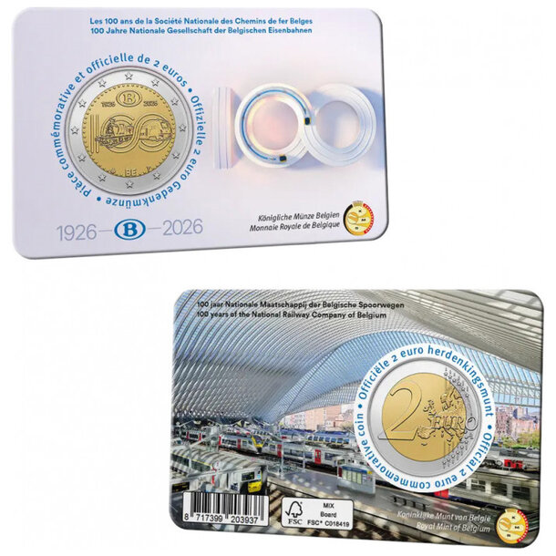 2 euro belgicko 2026 - belgické národné železnice - 2 euro Belgicko 2026 - Belgické národné železnice NL-€