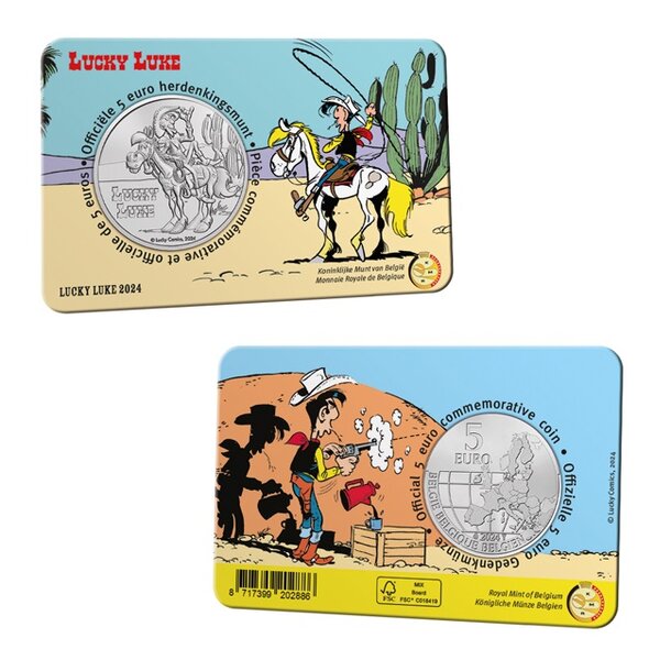 5 euro belgicko 2024 - lucky luke - lucky luke1