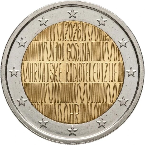 2 euro chorvátsko 2026 - 100 rokov rádia a televízie - 100vyrocie chorvatsko