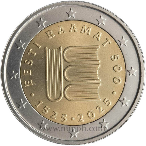 2 euro estónsko 2025 - prvý tlačený text - 2 EURO Estónsko 2025 - Prvý tlačený text vodotlac 