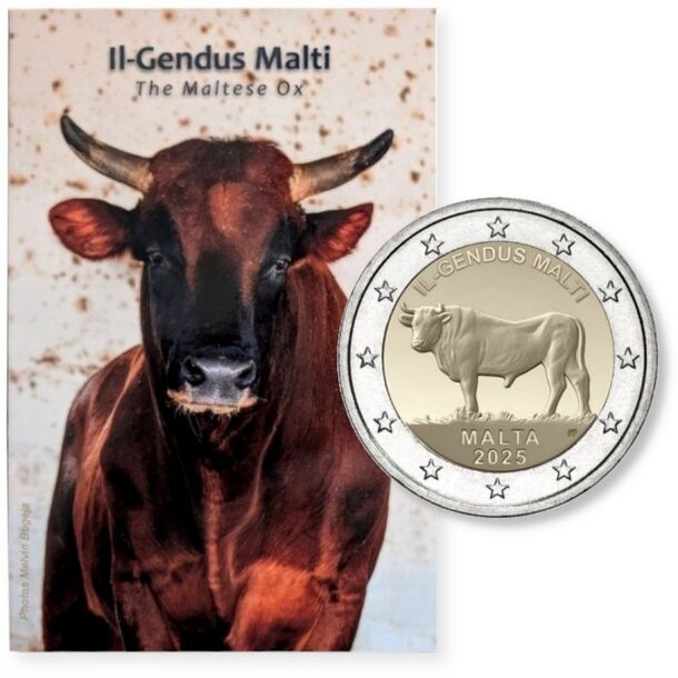 2 euro malta 2025 - maltský vôl - malta-2025-2-euro-vol-coincard