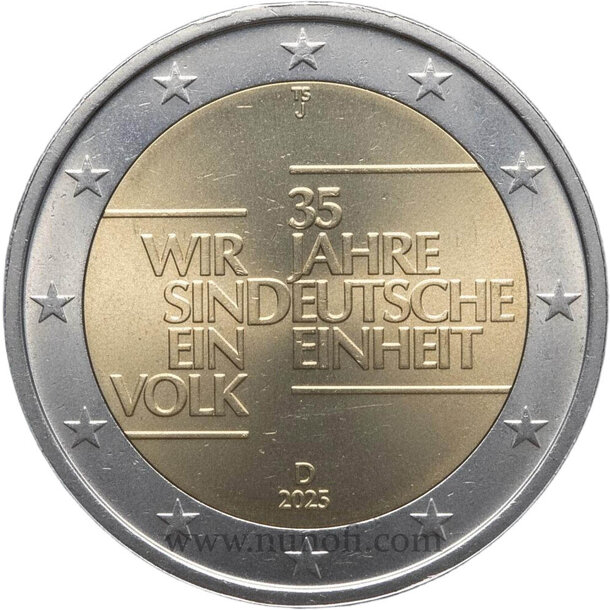 2 euro nemecko 2025 - 35 rokov nemeckej jednoty j - 2 EURO Nemecko 2025 - 35 rokov nemeckej jednoty J vodotlac  kopie