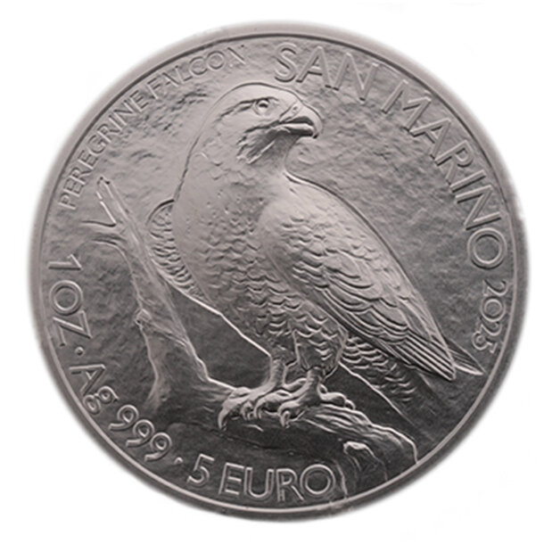 5 euro san maríno 2025 - peregrine falcon - San Maríno 2025 - Peregrine Falcon R